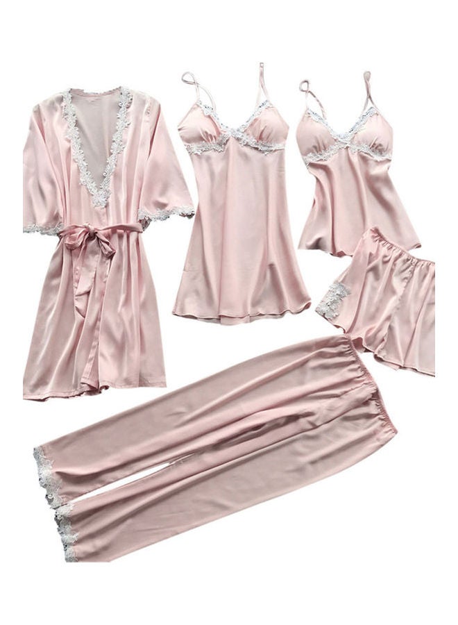 5-Piece Sleepwear Set Pink 