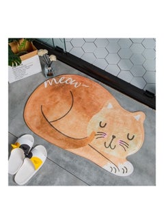 Cartoon Sleeping Cat Bath Mat Bathroom Carpets Toilet Anti-Slip Floor Mat Orange 40 x 5 x 25cm