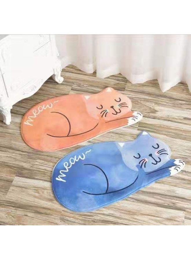 Generic - Cartoon Sleeping Cat Bath Mat Bathroom Carpets Toilet Anti-Slip Floor Mat Orange 40 x 5 x 25cm - Image 1