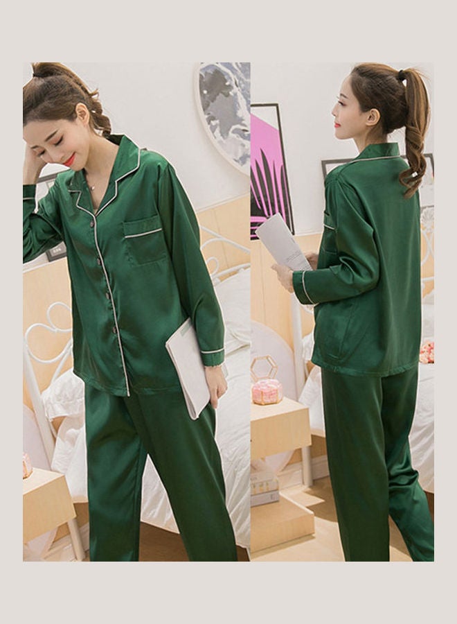 Solid Long Sleeves Pajama Set Grey - Image 3