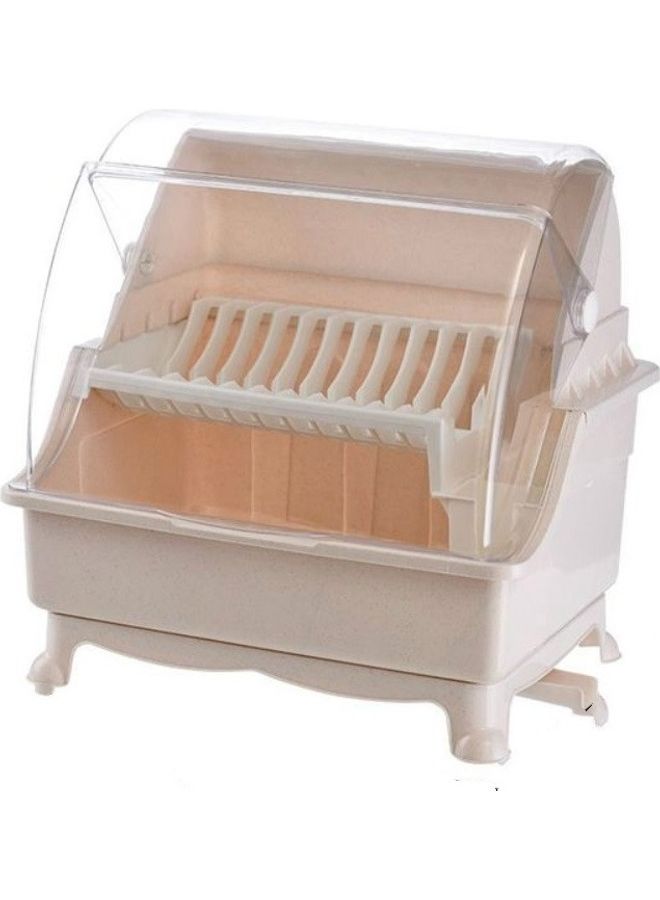 Double-Layer Drain Rack With Lid 48x36x26 Beige 50 x 37cm - Image 1