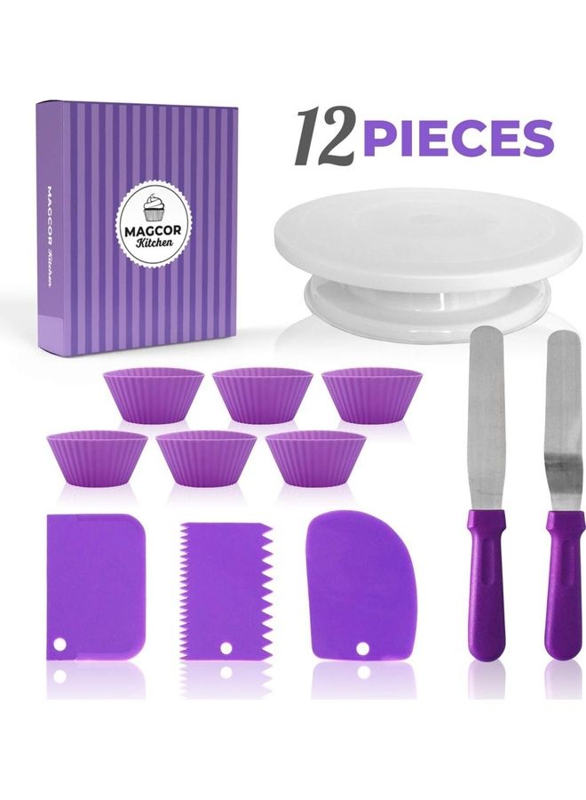 12 Pcs/Set Cake Turntable Set Multicolour 28 x 7 x 28cm - Image 1