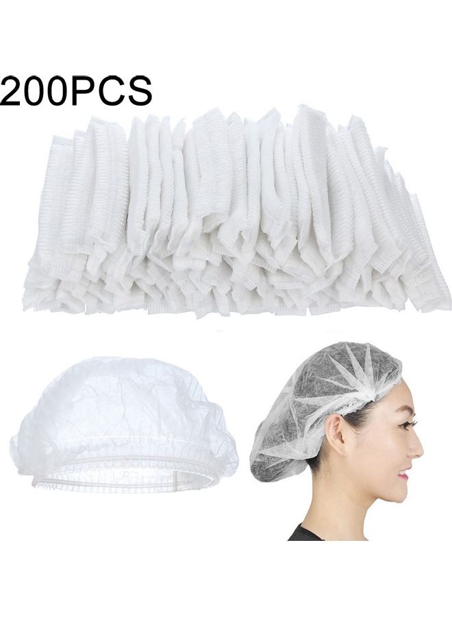 Non-woven Disposable Pleated Anti Dust Hat Bath Caps White 30 x 10 x 30cm - Image 1