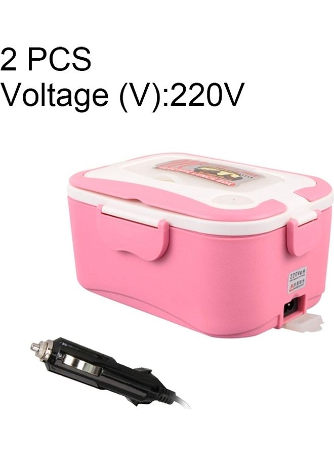 2 Pcs Portable Electric Heated Food Warmer Box Pink 25 x 20 x 25cm - Image 1