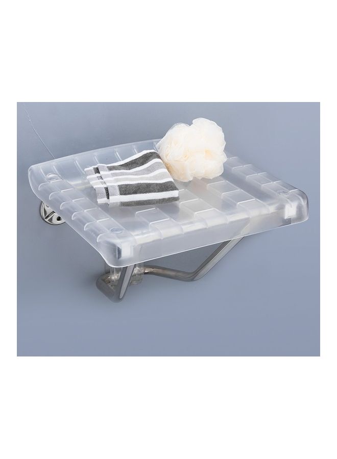 White Transparent Folding Shower Chair Transparent 43 x 11 x 42cm - Image 1
