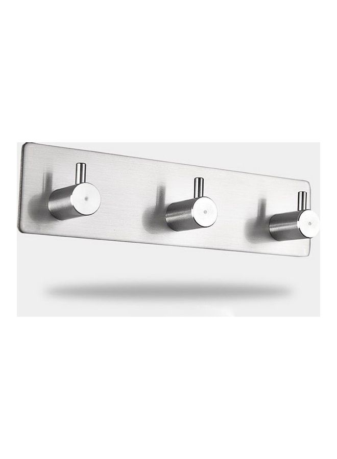 Stainless Steel Three Straight Row Hook Bathroom Non-Perforated Storage Clothes Rack Multicolour 21 x 7 x 10cm  - Image 3