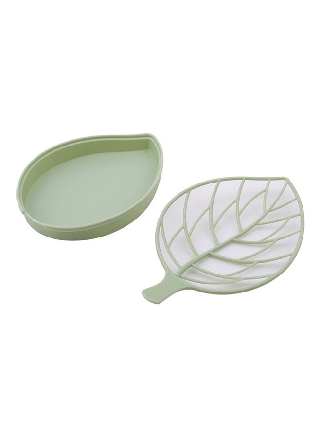 قطعتان من حامل الدش للصابون بطبقتين على شكل ورقة شجر أخضر 34 x 2 x 11سم - Image 2