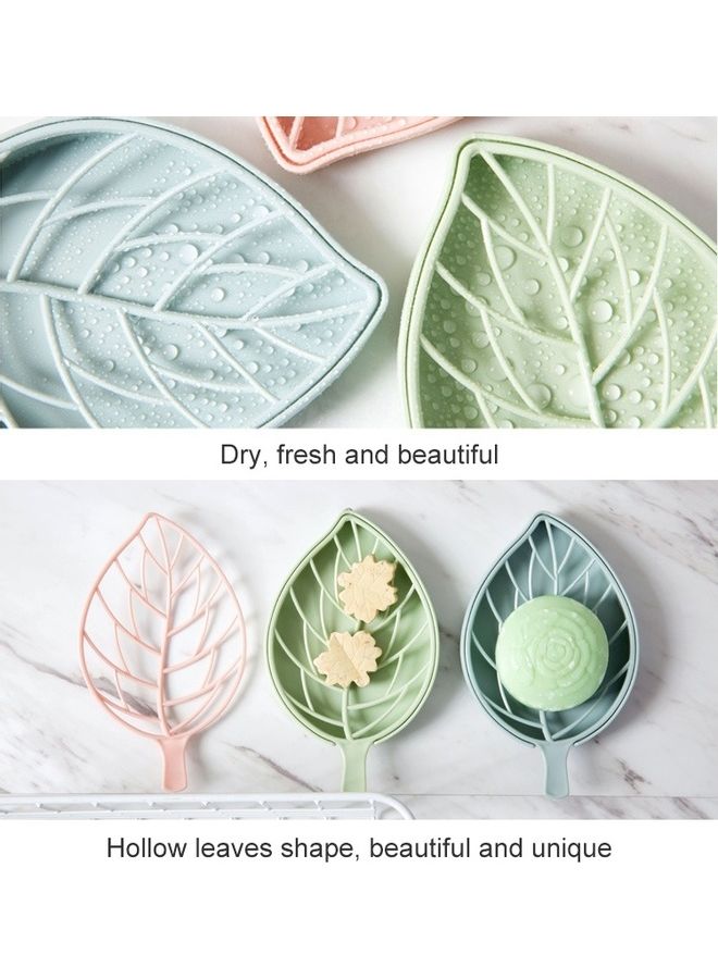 قطعتان من حامل الدش للصابون بطبقتين على شكل ورقة شجر أخضر 34 x 2 x 11سم - Image 4