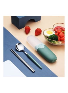 2 in 1 Simple Spoon Chopsticks Cutlery Set Green 22 x 5 x 5cm