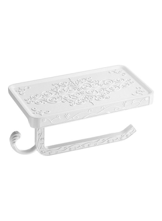 Antique Carved Zinc Alloy Bathroom Paper Mobile Phone Holder With Hook, Colour:White multicolour 21 x 4 x 11cm  - Image 2