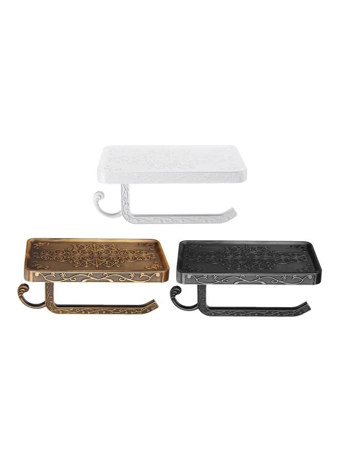 Antique Carved Zinc Alloy Bathroom Paper Mobile Phone Holder With Hook, Colour:White multicolour 21 x 4 x 11cm  - Image 4
