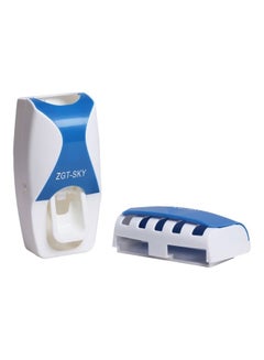 Generic Automatic Toothpaste Dispenser Set with 5 Toothbrush Holder Blue/White 16 x 8 x 11cm  - Image 2