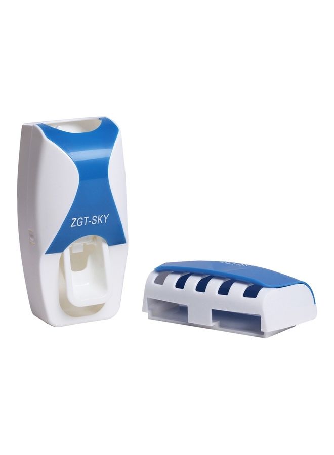 Automatic Toothpaste Dispenser Set with 5 Toothbrush Holder Blue/White 16 x 8 x 11cm  - Image 2