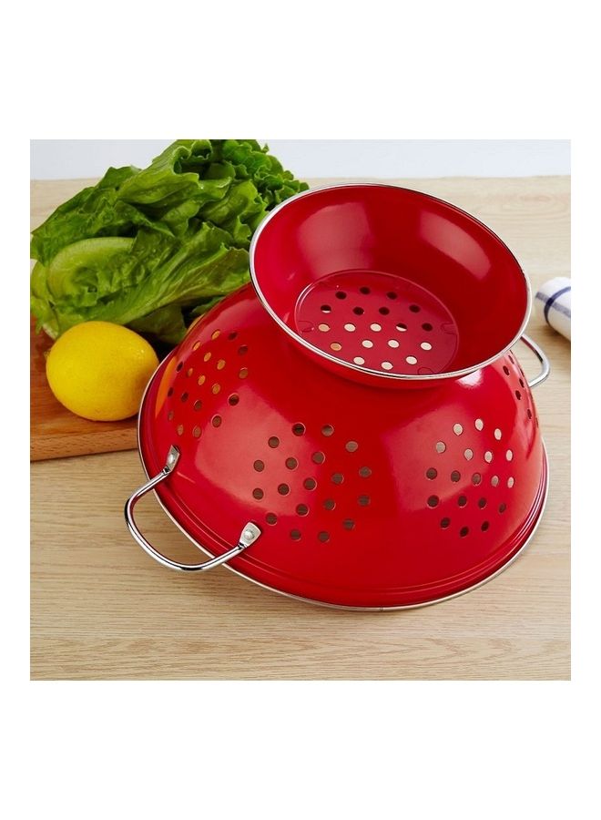 Round Double Ear Fruit Plate Tray Red 30 x 30 x 16cm - Image 4
