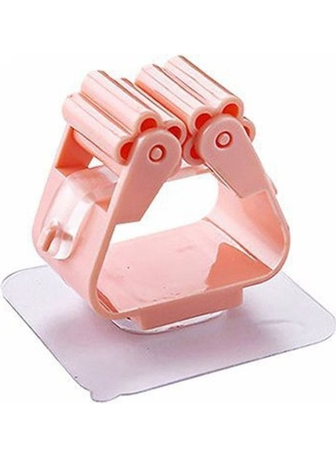 Mop Holder Wall Mounted Organizer Holder Household Kitchen Bathroom Adhesive Storage Broom Hanger Clip Hook Racks Pink 8 x 5 x 8cm - Image 1