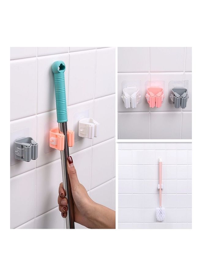 Mop Holder Wall Mounted Organizer Holder Household Kitchen Bathroom Adhesive Storage Broom Hanger Clip Hook Racks Pink 8 x 5 x 8cm - Image 3
