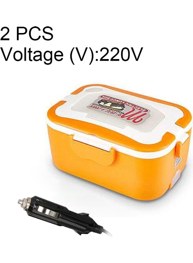 طقم علبة غداء كهربائية لتسخين الطعام مكون من قطعتين برتقالي / أبيض 25 x 20سم