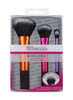 REAL TECHNIQUES Pack Of 3 Duo-Fiber Collection Brushes Black/Orange/Pink  - Image 1
