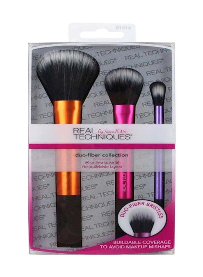 REAL TECHNIQUES Pack Of 3 Duo-Fiber Collection Brushes Black/Orange/Pink  - Image 1