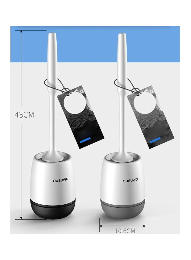 Bathroom Long Handle Soft Toilet Brush Set, Style Wall-mounted Black 15x48x15cm - Image 2