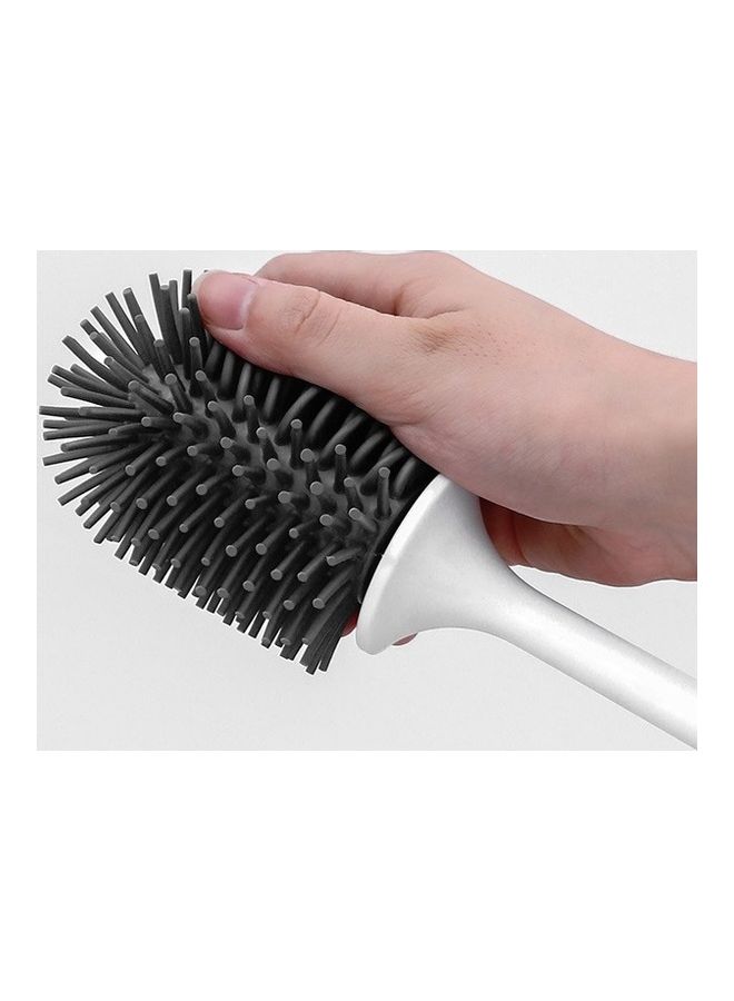 Bathroom Long Handle Soft Toilet Brush Set, Style Wall-mounted Black 15x48x15cm - Image 4