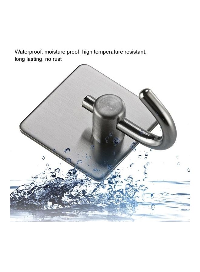 Stainless Steel Sticky Hook Kitchen Bathroom Multi-functional Hole Free Wall Mount Holder Multicolour 10x6x6cm - Image 3