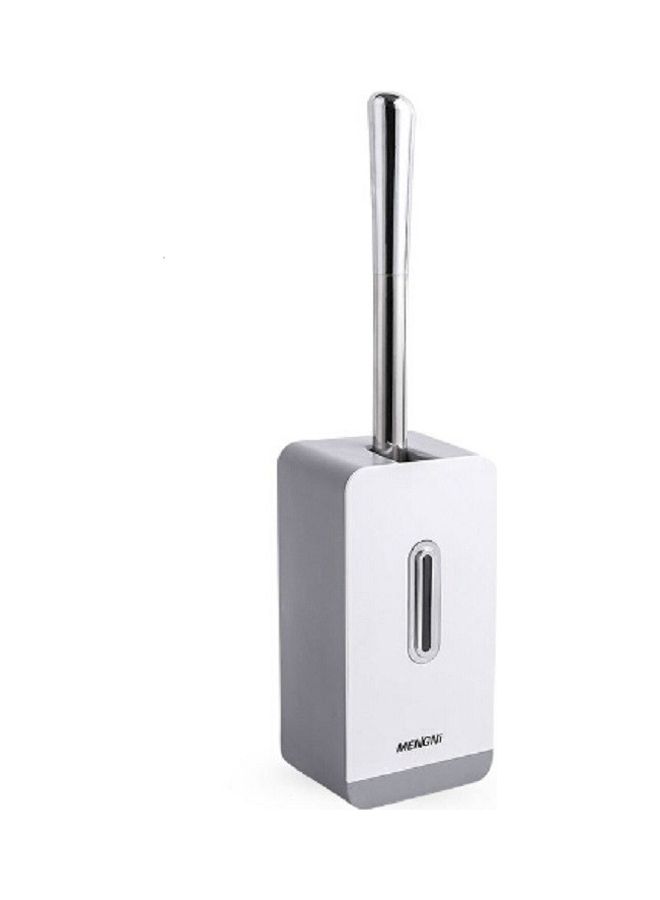 Mengni Suction Wall Long Handle Toilet Brush Storage Box Bathroom Cleaning Kit Grey 11 x 39 x 10cm - Image 2