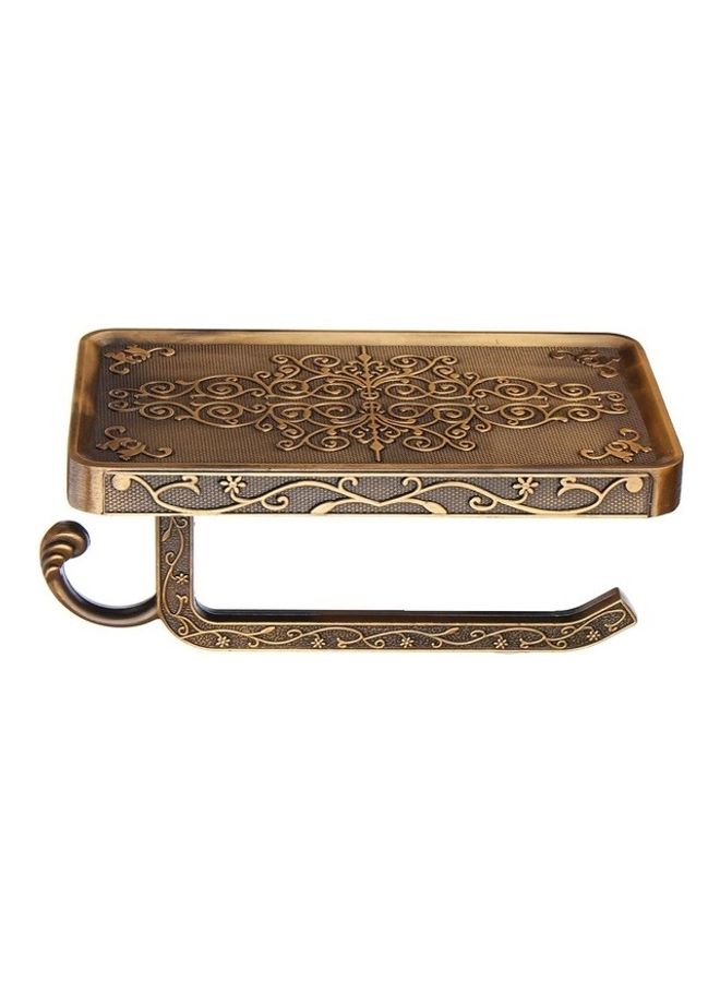 Antique Carved Zinc Alloy Bathroom Paper Mobile Phone Holder With Hook Multicolour 21x4x11cm  - Image 1
