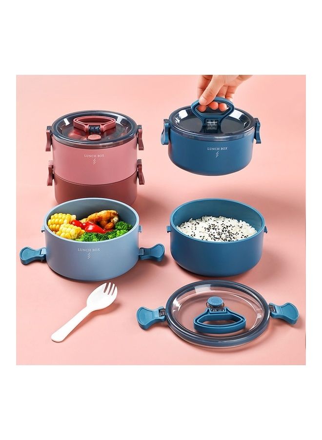 Generic - Portable Insulation Partitioned Lunch Box Blue 16x16x15cm - Image 1