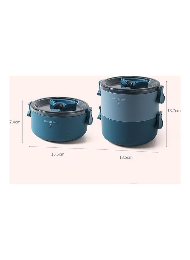 Generic - Portable Insulation Partitioned Lunch Box Blue 16x16x15cm - Image 1