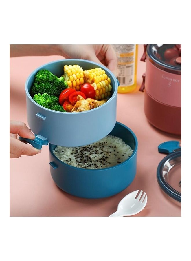 Generic - Portable Insulation Partitioned Lunch Box Blue 16x16x15cm - Image 1