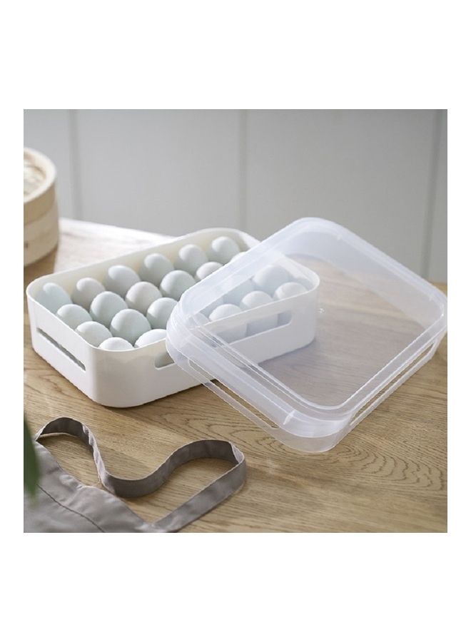 Refrigerator Egg Fresh Storage With Lid White 35x23x8cm - Image 1