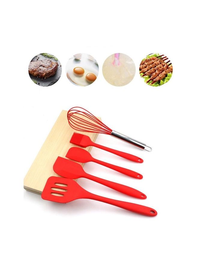 5 In 1 Pot Spatula Baking Tool Set Red 29x7x7cm - Image 2