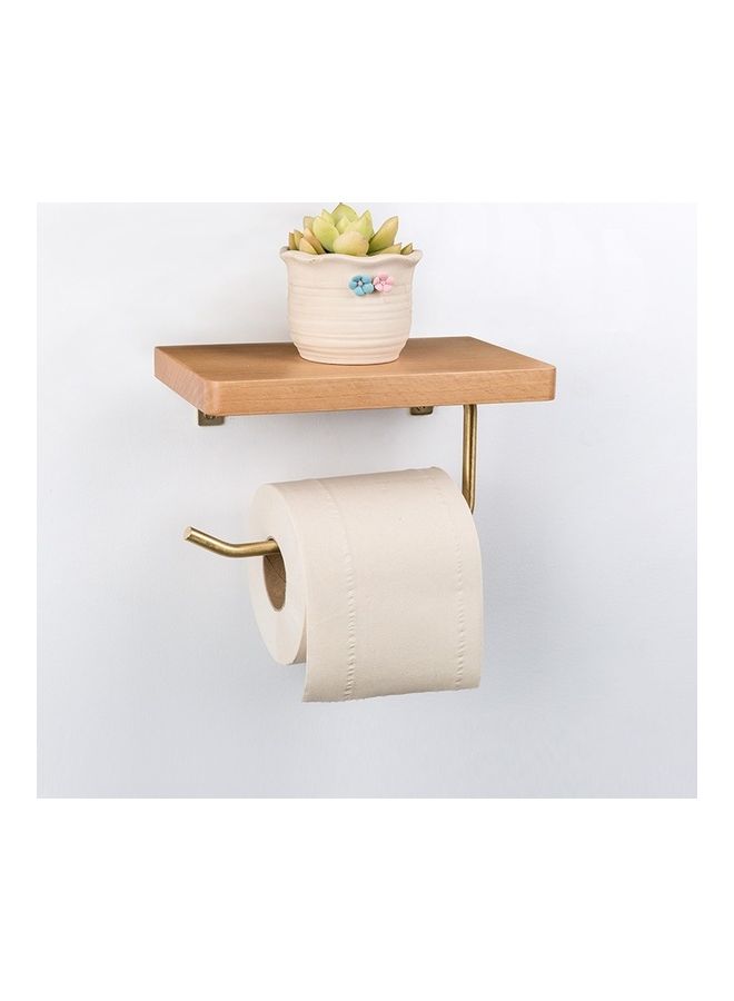 Creative Solid Wooden Mobile Phone Shelf Toilet Paper Roll without Punching Multicolour 21x12x13cm - Image 1