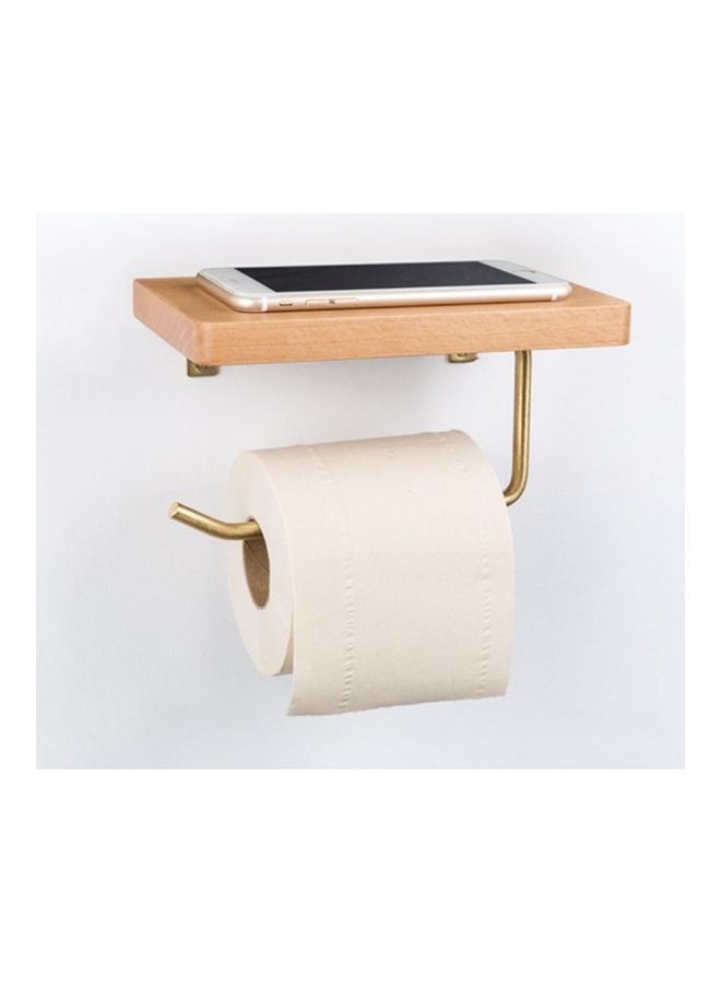 Creative Solid Wooden Mobile Phone Shelf Toilet Paper Roll without Punching Multicolour 21x12x13cm - Image 2