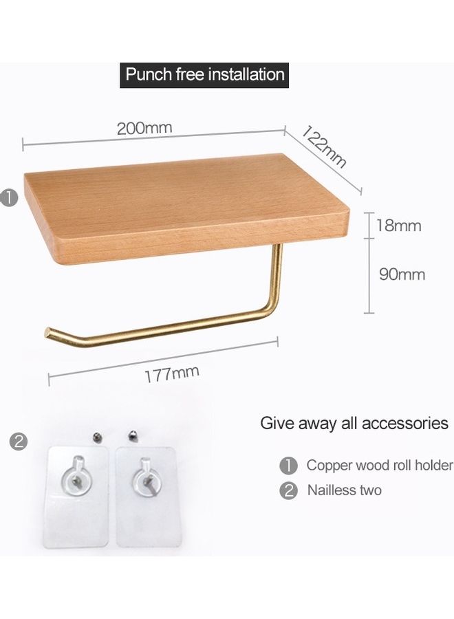 Creative Solid Wooden Mobile Phone Shelf Toilet Paper Roll without Punching Multicolour 21x12x13cm - Image 3