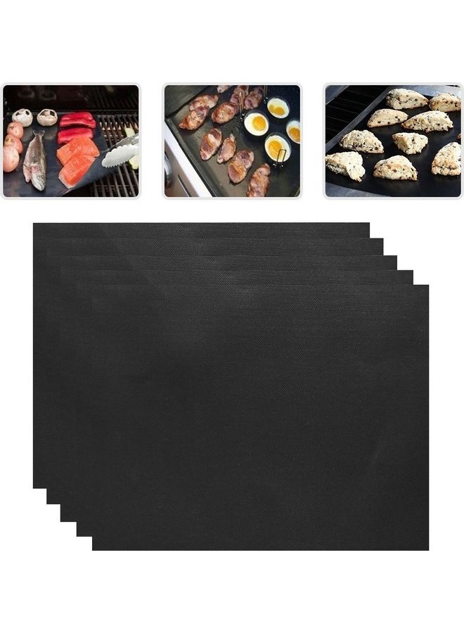 طقم بساط شواء بسطح مانع للالتصاق من 5 قطع أسود 40x33سم  - Image 1