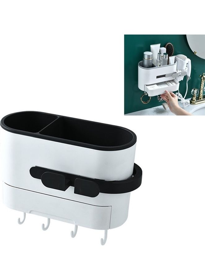 Multi-Functional Bathroom Wall Mounted Rack White/Black