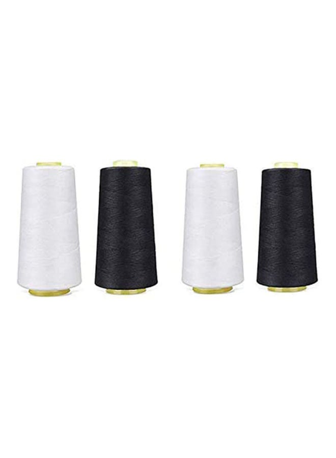 4Pcs Yard Polyester Sewing Machine Fabric Overlock Thread Line Cone Black+White 26 x 21 x 13cm - Image 1