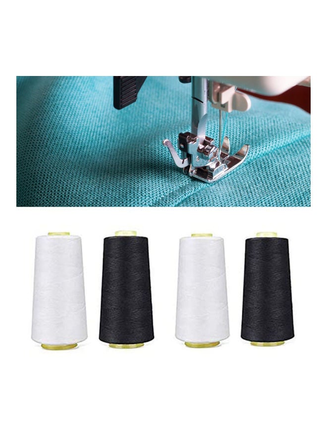 4Pcs Yard Polyester Sewing Machine Fabric Overlock Thread Line Cone Black+White 26 x 21 x 13cm - Image 2