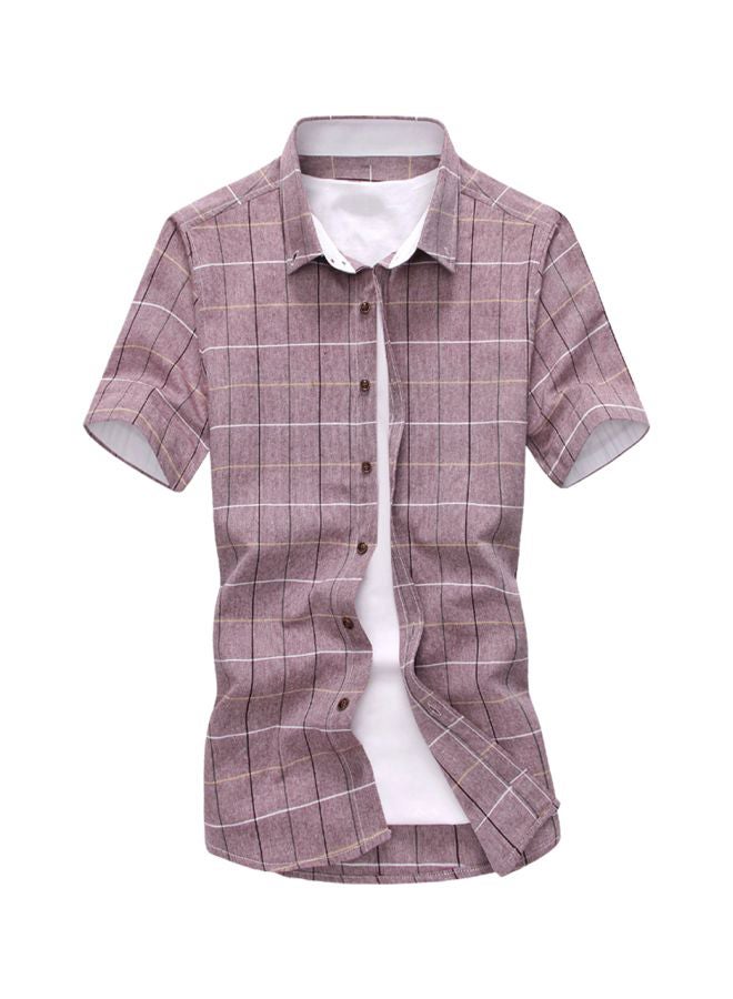 Stripes Pattern Short Sleeves Shirt Red/White