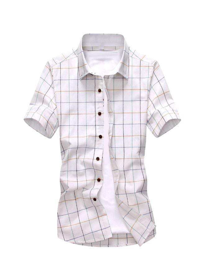 Short Sleeves Stripes Pattern Shirt White/Black