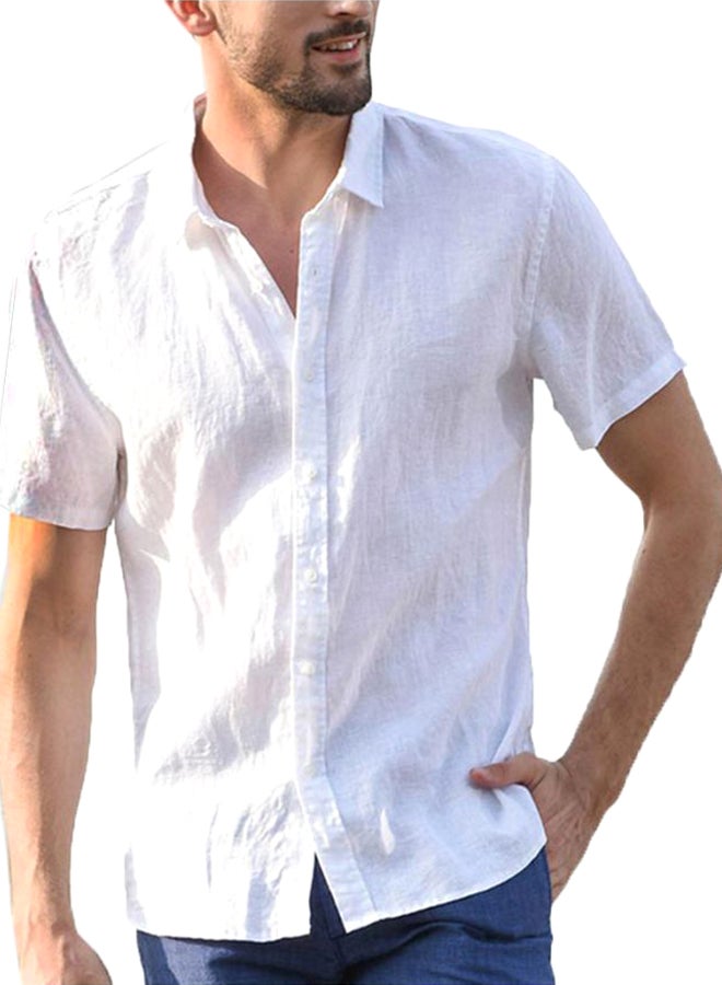 Short Sleeve Casual Shirt White - Image 1