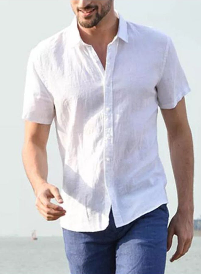 Short Sleeve Casual Shirt White - Image 2