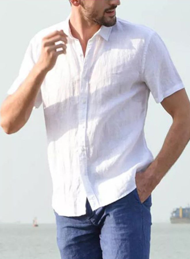 Short Sleeve Casual Shirt White - Image 3