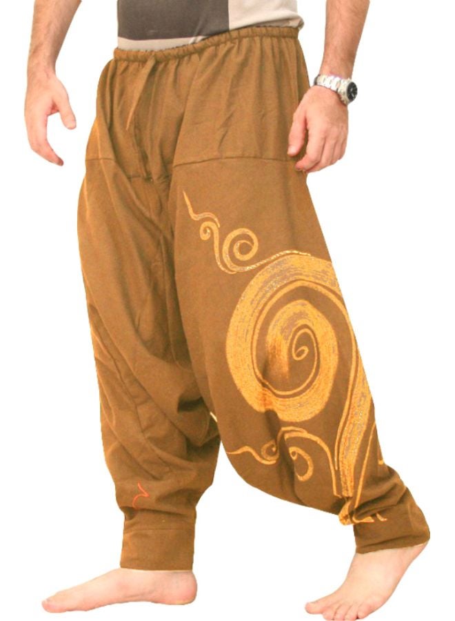 بنطال كاجوال فضفاص رجالي بطبعة فرس النهر من علاء الدين بني - Image 1