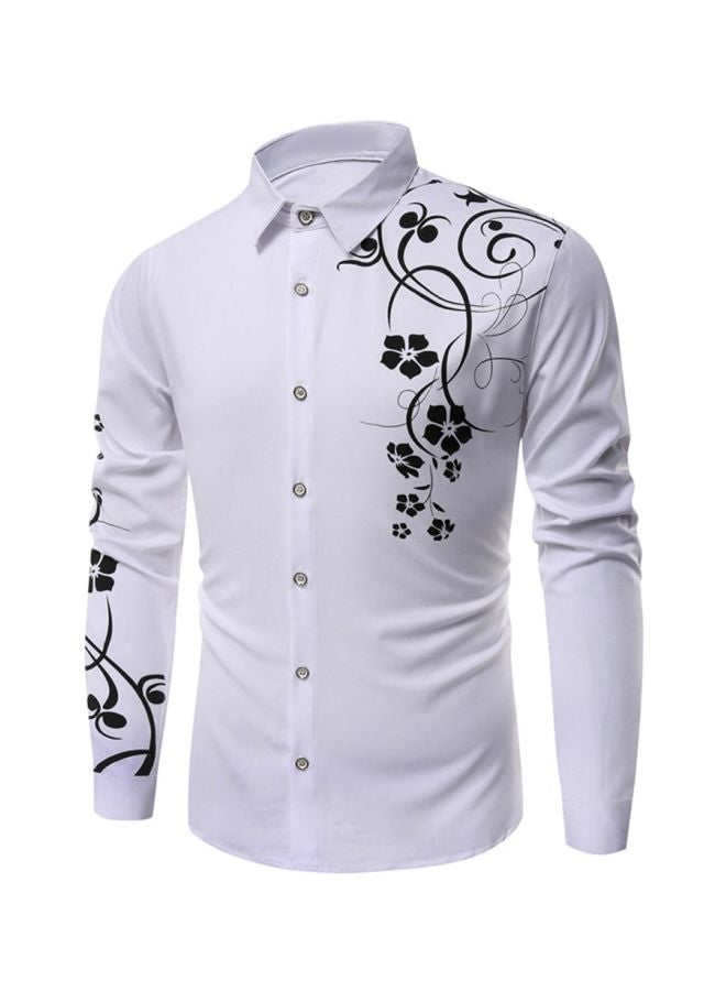 Printed Buttons Down Shirt White/Black