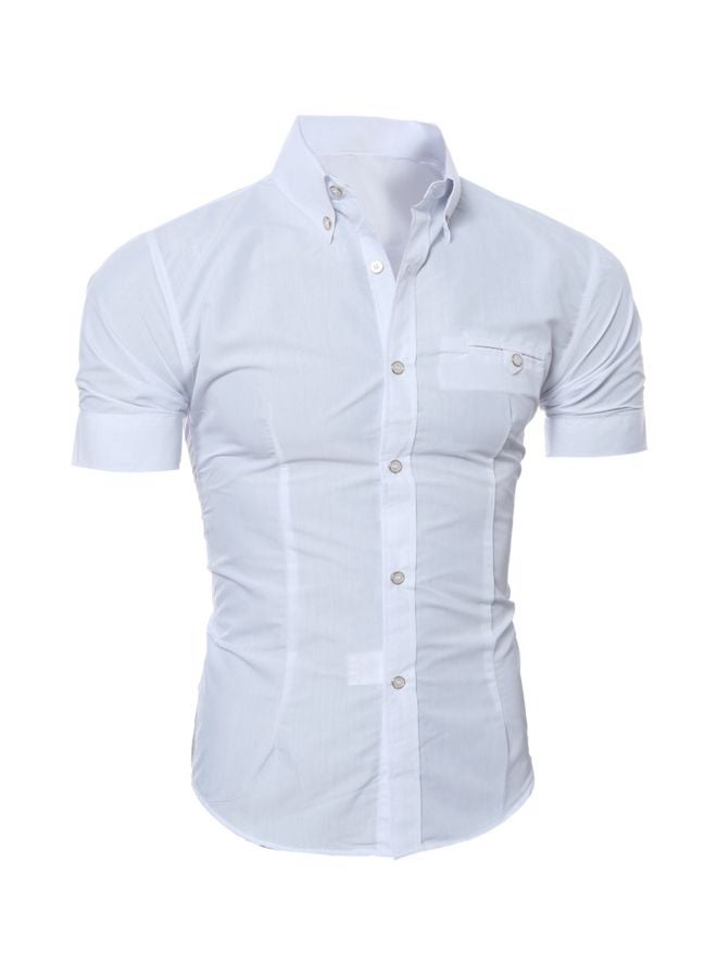 Short Sleeves Buttons Down Shirt White