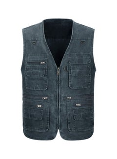 Multi Pockets Gilet Jacket Dark Blue