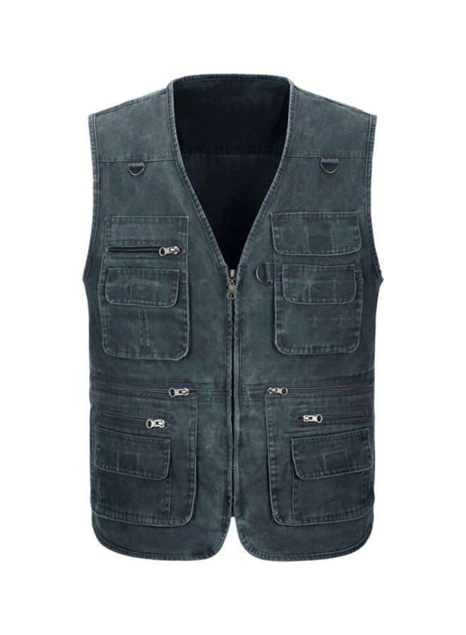 Generic - Multi Pockets Gilet Jacket Dark Blue - Image 1
